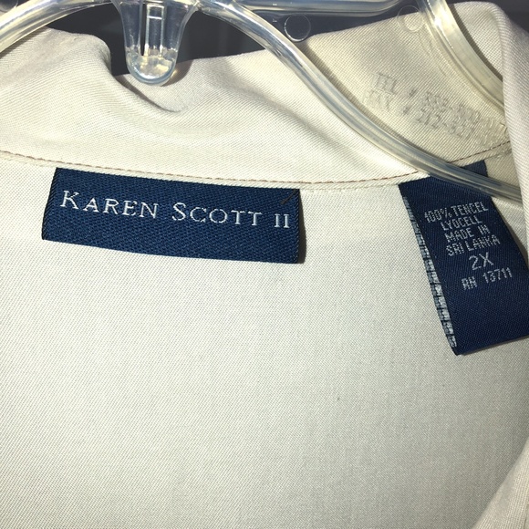 π2xHPπ KAREN SCOTT II Tencel/Lyocell Soft Shirt Jacket w/ Pockets Beige 2X NWT! - Picture 3 of 13